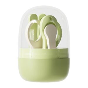 Set 4in1 de Ingrijire Unghii pentru Bebelusi, , Cutie de Depozitare Tip Borcan, 0-6 Ani, 10 x 7 x 6 cm, Verde