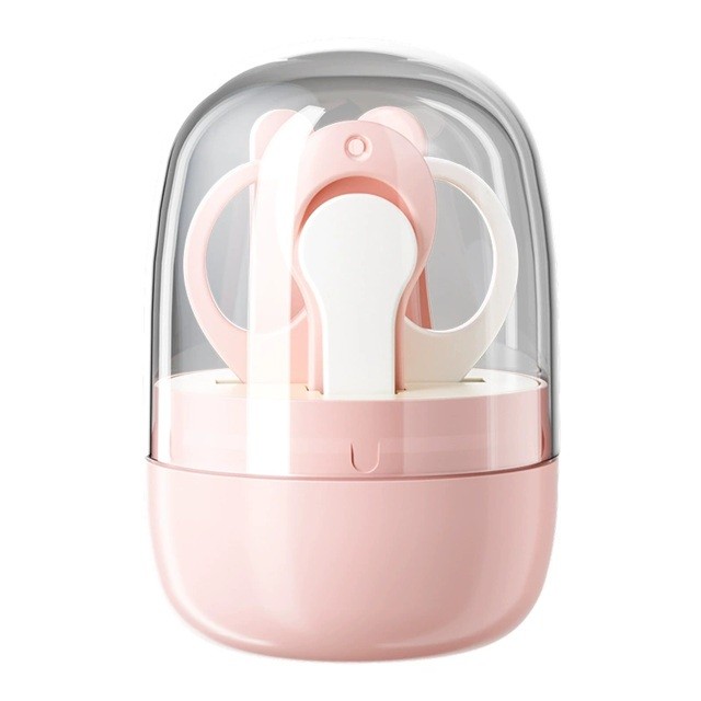 Set 4in1 de Ingrijire Unghii pentru Bebelusi, , Cutie de Depozitare Tip Borcan, 0-6 Ani, 10 x 7 x 6 cm, Roz