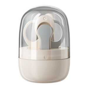 Set 4in1 de Ingrijire Unghii pentru Bebelusi, , Cutie de Depozitare Tip Borcan, 0-6 Ani, 10 x 7 x 6 cm, Alb/Gri