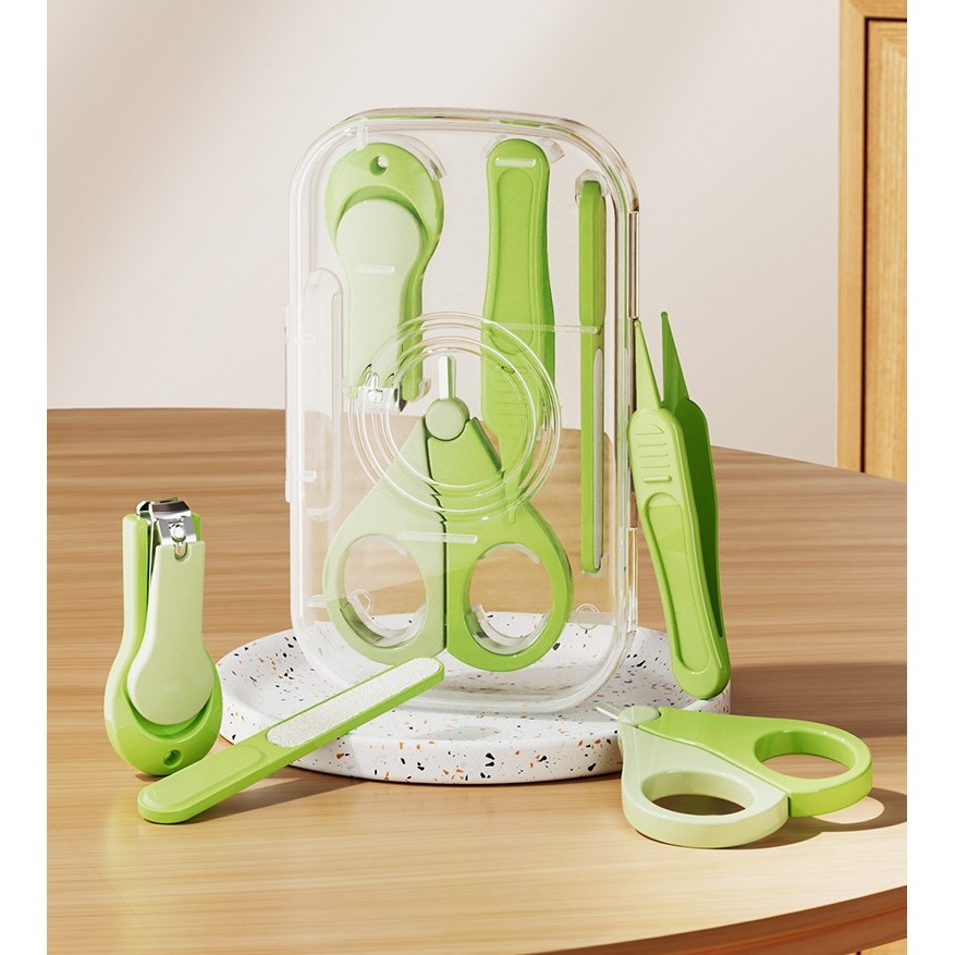 Set 4in1 de Ingrijire Unghii pentru Bebelusi, , Cutie de Depozitare Transparenta, 0-6 Ani, 13.6x8x2 cm, Verde - imagine 2