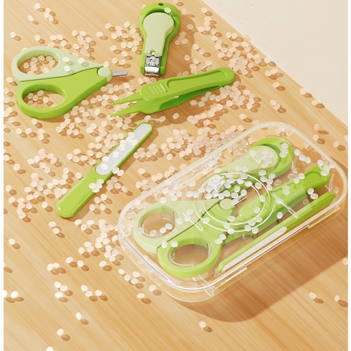 Set 4in1 de Ingrijire Unghii pentru Bebelusi, , Cutie de Depozitare Transparenta, 0-6 Ani, 13.6x8x2 cm, Verde - imagine 3