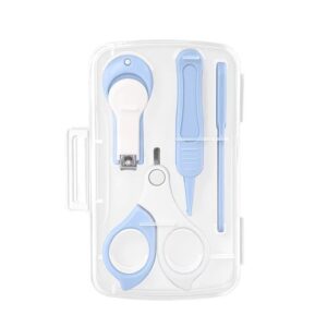 Set 4in1 de Ingrijire Unghii pentru Bebelusi, , Cutie de Depozitare Transparenta, 0-6 Ani, 13.6x8x2 cm, Albastru Deschis