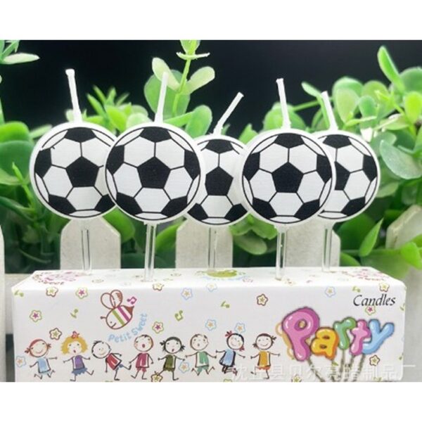 Set 5 Lumanari de Tort, , Model Mingi de Fotbal, 3.5 cm, din Ceara, Alb/Negru - imagine 4