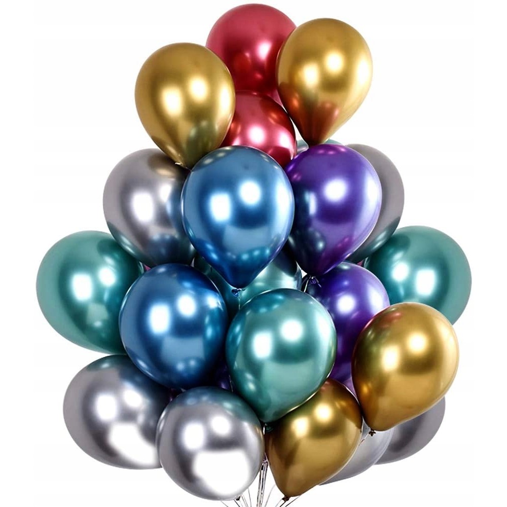 Set 50 Baloane din Latex Chrome, , Model Party, 23 cm, Multicolor, 2.2 g
