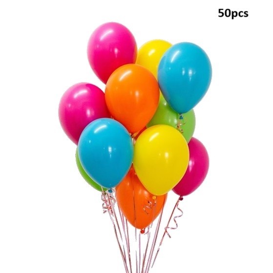 Set 50 Baloane din Latex Metalizate, , Model Party, 30 cm, Multicolore, 2.4 g - imagine 2
