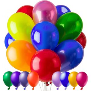 Set 50 Baloane din Latex, , Model Party, Multicolor, 7x Albastru, 7x Verde, 7x Galben, 7x Mov, 7x Portocaliu, 7x Roz, 8x Rosu, 23 cm, 1.4 g