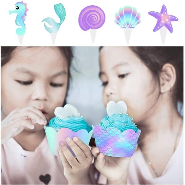 Set 6 Accesorii pentru Prajituri Sirena, , Colectia Mermaid, 22.7 x 8.7 cm, Multicolor - imagine 2