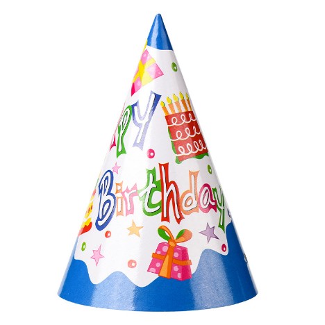 Set 6 Coifuri, , Petrecere Copii, din Carton, 20 x 13.5 cm, Model 1 Happy Birthday, Multicolor
