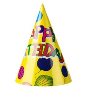 Set 6 Coifuri, , Petrecere Copii, din Carton, 20 x 13.5 cm, Model 3 Happy Birthday, Multicolor