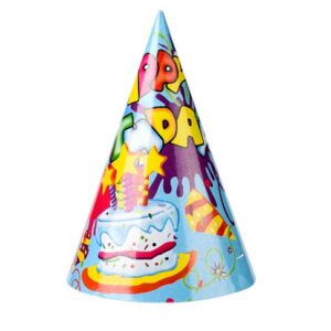 Set 6 Coifuri, , Petrecere Copii, din Carton, 20 x 13.5 cm, Model 5 Happy Birthday, Multicolor