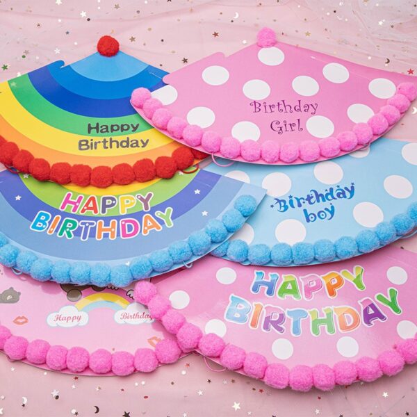 Set 6 Coifuri Birthday Boy, , pentru Petrecere, Tematica Aniversare, Model cu Buline, Albastru - imagine 4