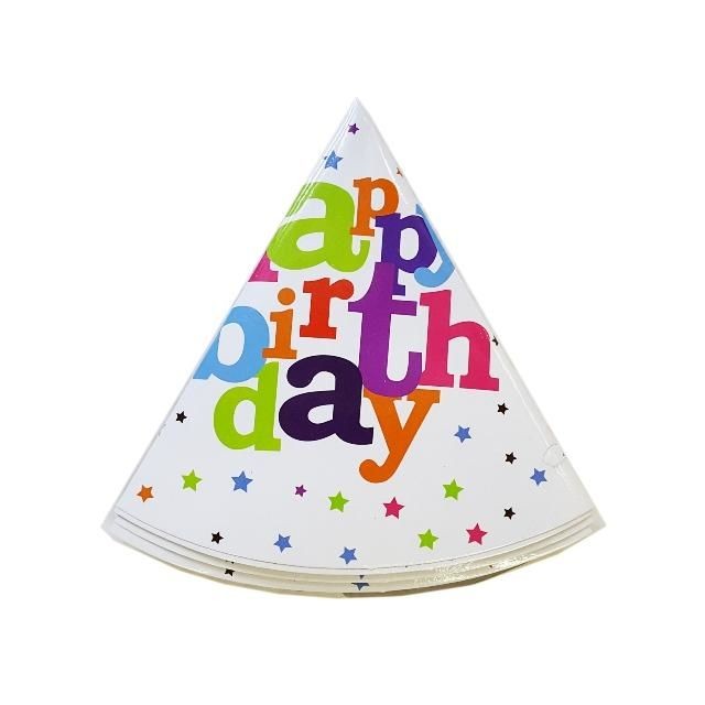 Set 6 Coifuri, , Petrecere Copii, din Carton, 20 x 13.5 cm, Model 2 Happy Birthday, Multicolor - imagine 3