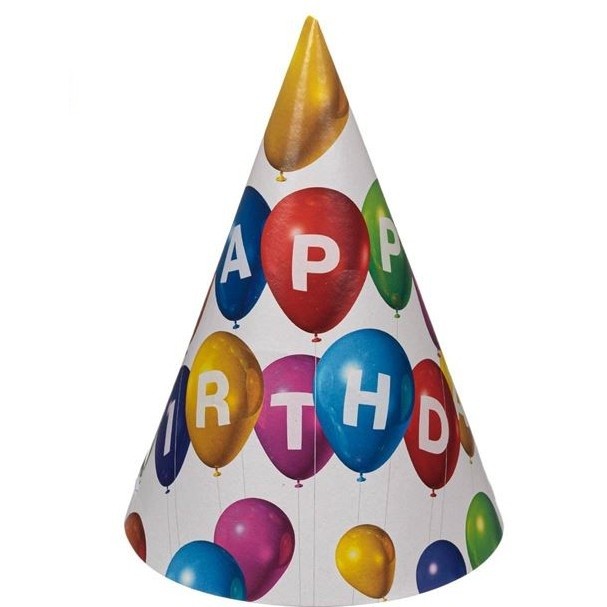 Set 6 Coifuri, , Petrecere Copii, din Carton, 20 x 13.5 cm, Model 6 Happy Birthday, Multicolor