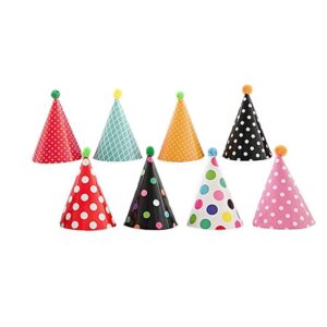 Set 6 Coifuri, , Petrecere Copii, din Carton, 24 x 13.5 cm, Model cu Buline si Dungi, Multicolor