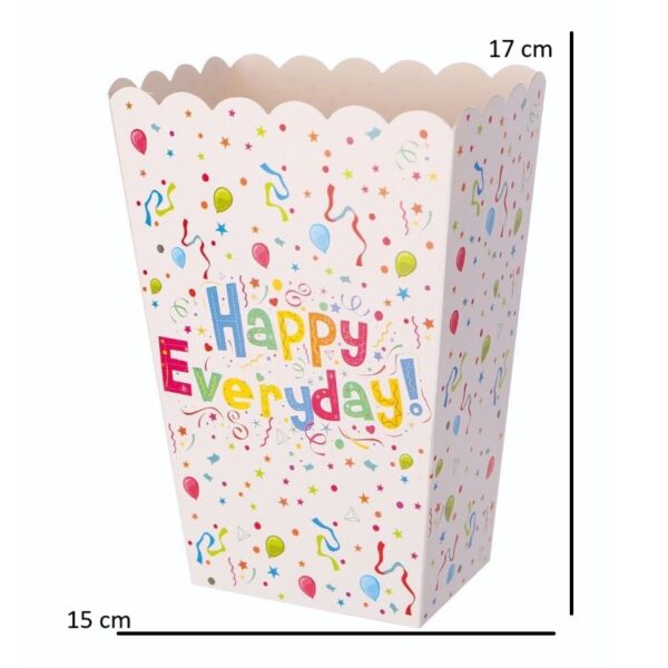 Set 6 Cutii de PopCorn, , Model Happy Everyday, 17 x 15 cm, Multicolor - imagine 2