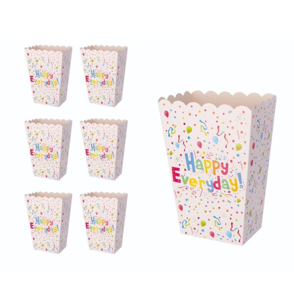 Set 6 Cutii de PopCorn, , Model Happy Everyday, 17 x 15 cm, Multicolor - imagine 4