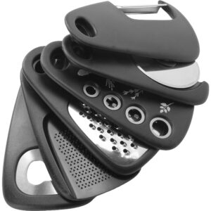 Set 6 in 1 mini ustensile bucatarie , taietor pizza, cutit, curatator, razatoare, desfacator, presa usturoi, manere din ABS, lame ascutite din otel inoxidabil, 7.1 x 12.9 x 4.8 cm,  negru