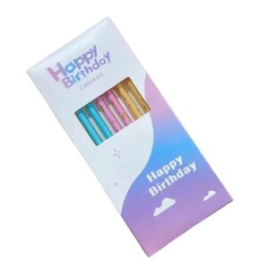 Set 6 Lumanari Lungi, , din Parafina, 10 x 0.5 cm, Happy Birthday, Multicolor