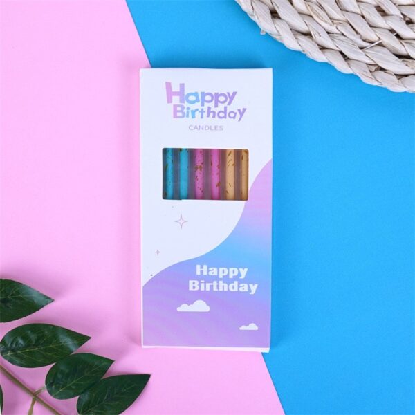 Set 6 Lumanari Lungi, , din Parafina, 10 x 0.5 cm, Happy Birthday, Multicolor - imagine 4