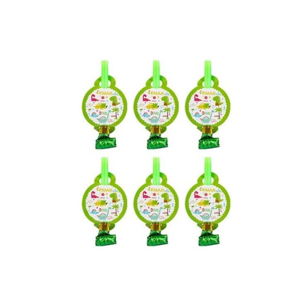 Set 6 Suflatori, , Colectia Dino Park, 12 x 7 cm, din Carton/Plastic/Hartie, Multicolor - imagine 2