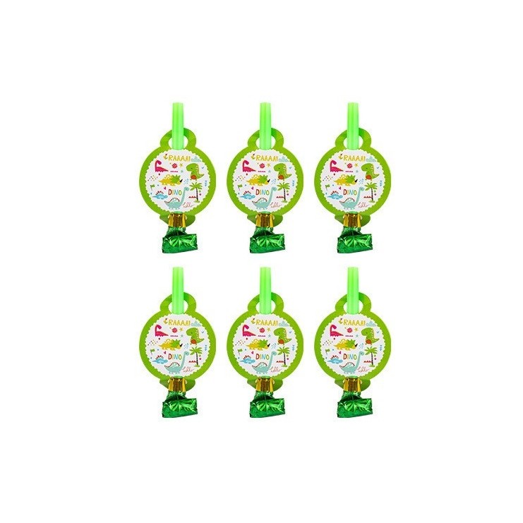 Set 6 Suflatori, , Colectia Dino Park, 12 x 7 cm, din Carton/Plastic/Hartie, Multicolor - imagine 2