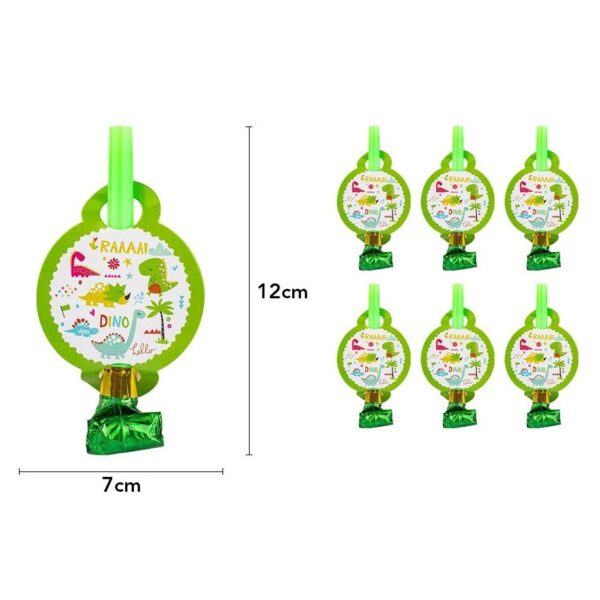 Set 6 Suflatori, , Colectia Dino Park, 12 x 7 cm, din Carton/Plastic/Hartie, Multicolor - imagine 3