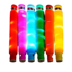 Set 6 Tuburi Antistres, , cu Lumina LED, Fidget Pop Tube, multicolor