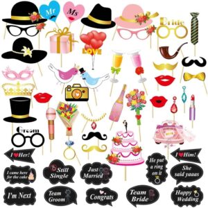 Set 60 de Accesorii pentru Petrecere, , Tematica Nunta, Props pentru Coltul de Poze, Ochelari, Palarii, Mustata, Cravata, pentru Evenimente, Multicolor