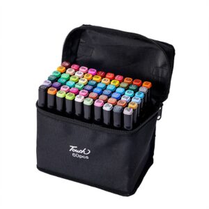 Set 60 Markere, , cu Alcool, Touch Room, Geanta Inclusa, 2 Varfuri, Multicolor