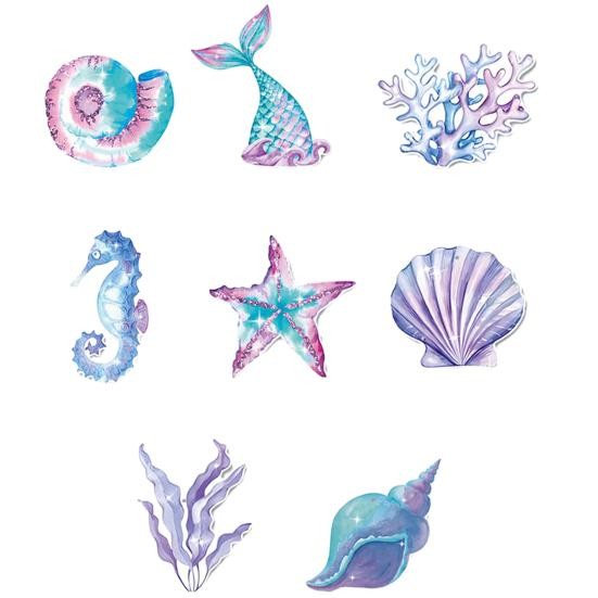 Set 8 Decoratiuni pentru Petrecere Sirena, , Colectia Mermaid, Panglici Incluse, Multicolor - imagine 2
