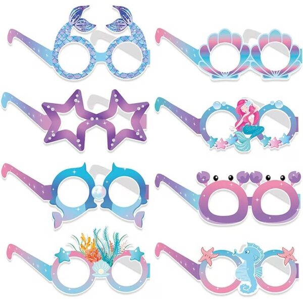 Set 8 Perechi de Ochelari Sirena, , Colectia Mermaid, Multicolor