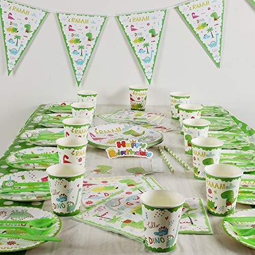 Set 9 Accesorii de Masa, , Colectia Dino Park, 82 Piese, din Carton/Plastic/Hartie, Multicolor - imagine 3