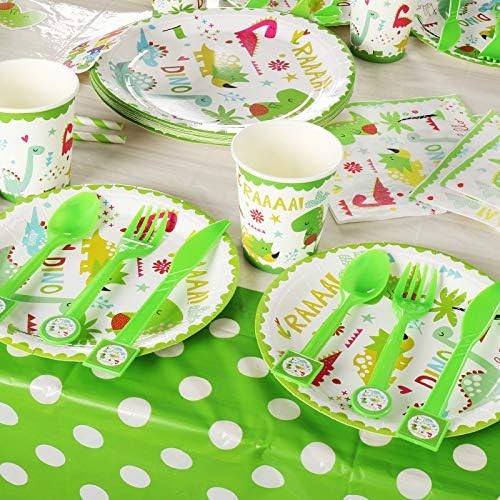 Set 9 Accesorii de Masa, , Colectia Dino Park, 82 Piese, din Carton/Plastic/Hartie, Multicolor - imagine 4