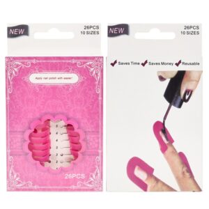 Set 26 buc Sabloane Reutilizabile pentru Oja, , pentru Manichiura Ingrijita, fara Depasire Margini, Protectie Cuticula, 10 Marimi, din Plastic, Roz