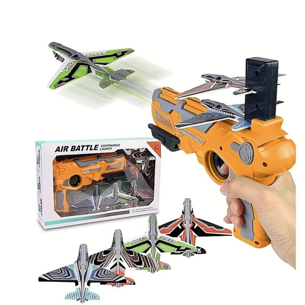 Set Arma de jucarie tip lansator de avioane, Air Battle, Portocaliu - imagine 4