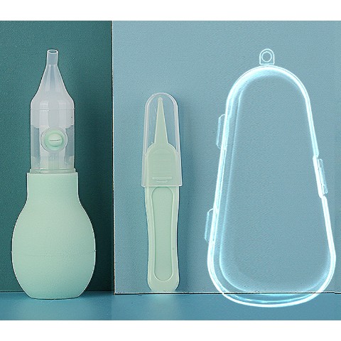 Set Aspirator Nazal pentru Copii, , Manual, Anti-Reflux, cu Pompita, Usor de Curatat, Varf din Silicon, 11.2x4cm, Verde - imagine 3