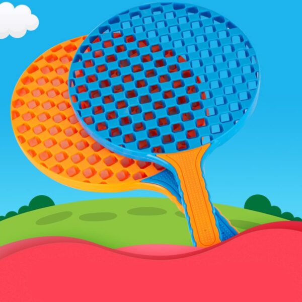 Set  Badminton pentru Copii, , 2 Palete, 3 Mingi, Pentru Joaca si Antrenament, Albastru Portocaliu - imagine 4