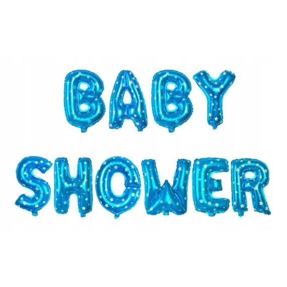 Set Baloane din Folie Metalizata, , Model Baby Shower, Litere de 40 cm, Baloane Party, Ambalaj Individual, Pai, Ata si Adeziv Incluse, Umflare cu Aer sau Heliu, Albastru - imagine 2