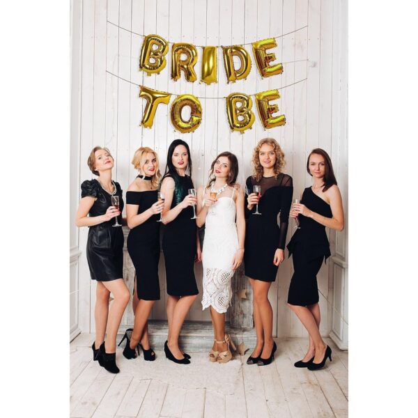 Set Baloane din Folie Metalizata, , Model Bride to Be, Litere de 40 cm, Baloane Party, Ambalaj Individual, Pai Inclus, Umflare cu Aer sau Heliu, Auriu - imagine 2