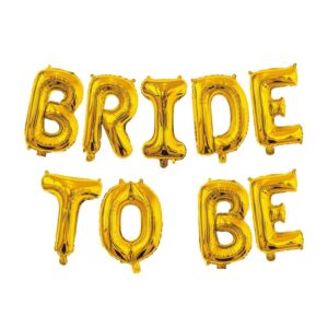 Set Baloane din Folie Metalizata, , Model Bride to Be, Litere de 40 cm, Baloane Party, Ambalaj Individual, Pai Inclus, Umflare cu Aer sau Heliu, Auriu