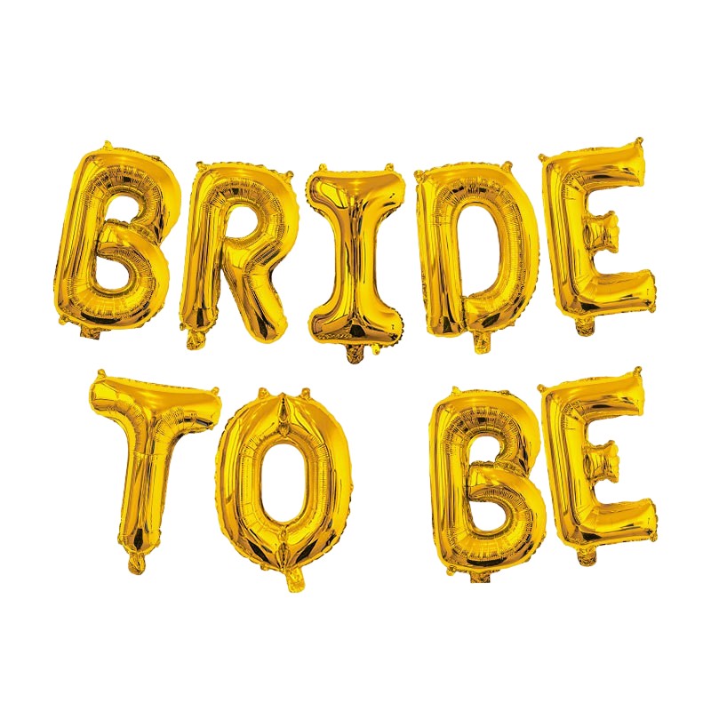 Set Baloane din Folie Metalizata, , Model Bride to Be, Litere de 40 cm, Baloane Party, Ambalaj Individual, Pai Inclus, Umflare cu Aer sau Heliu, Auriu