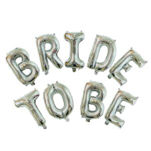 Set Baloane din Folie Metalizata, , Model Bride to Be, Litere de 40 cm, Baloane Party, Ambalaj Individual, Pai Inclus, Umflare cu Aer sau Heliu, Argintiu