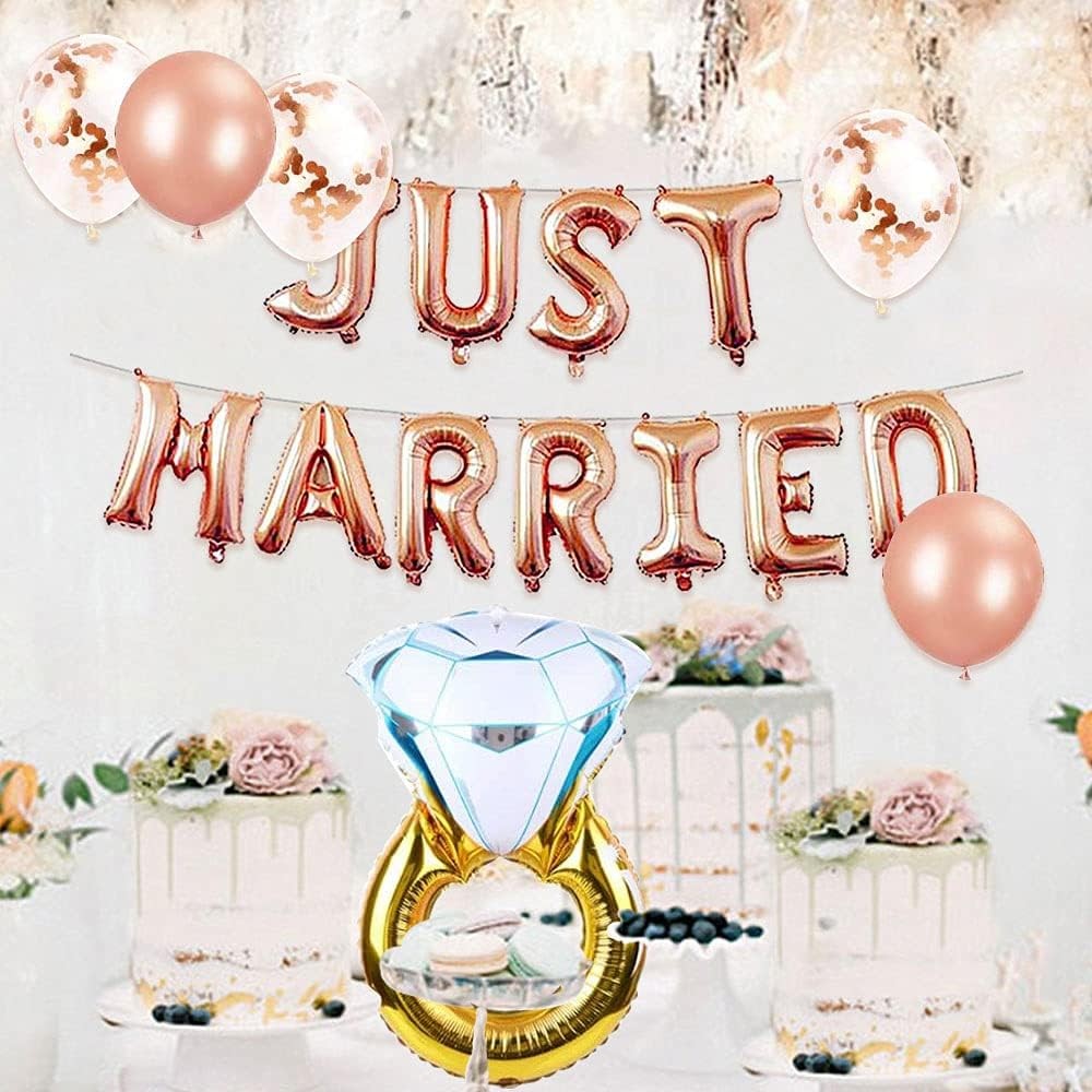 Set Baloane din Folie Metalizata, , Model Just Married, Litere de 40 cm, Baloane Party, Ambalaj Individual, Pai, Ata si Adeziv Incluse, Umflare cu Aer sau Heliu, Roz - imagine 4