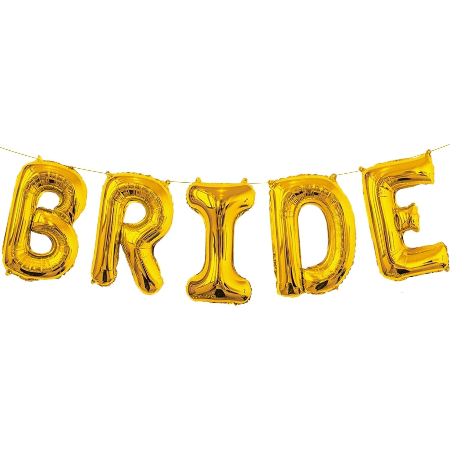 Set Baloane din Folie Metalizata, , Model Scris Bride, Litere de 40 cm, Tema Iubire, Baloane Party, Ambalaj Individual, Pai Inclus, Umflare cu Aer sau Heliu, Auriu - imagine 4