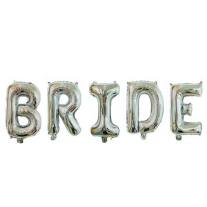 Set Baloane din Folie Metalizata, , Model Scris Bride, Litere de 40 cm, Tema Iubire, Baloane Party, Ambalaj Individual, Pai Inclus, Umflare cu Aer sau Heliu, Argintiu