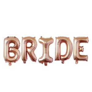 Set Baloane din Folie Metalizata, , Model Scris Bride, Litere de 40 cm, Tema Iubire, Baloane Party, Ambalaj Individual, Pai Inclus, Umflare cu Aer sau Heliu, Roz