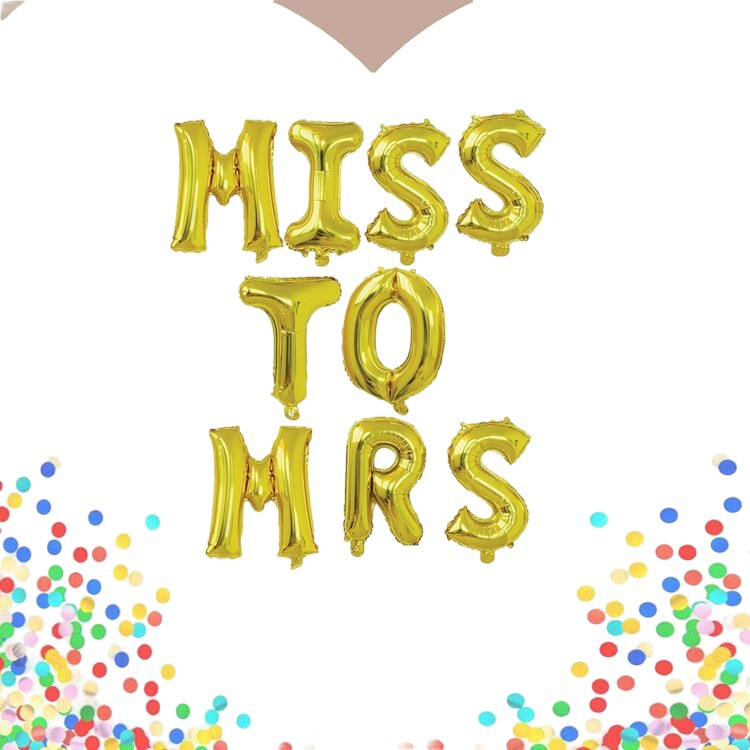 Set Baloane din Folie Metalizata, , Model Scris Miss to Mrs, Litere de 40 cm, Tema Iubire, Baloane Party, Ambalaj Individual, Pai Inclus, Umflare cu Aer sau Heliu, Auriu - imagine 2