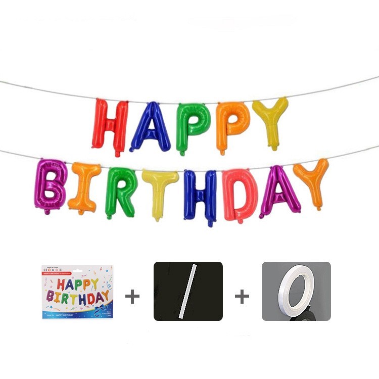 Set 13 Baloane Folie, , Tip Ghirlanda, Model Happy Birthday, 40 cm, Multicolor - imagine 3