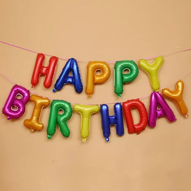 Set 13 Baloane Folie, , Tip Ghirlanda, Model Happy Birthday, 40 cm, Multicolor - imagine 4