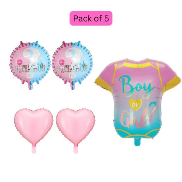 Baloane pentru GENDER REVEAL, , Model Petrecere, Set din 5 bucati, din folie de aluminiu, 55 x 61.5 cm Roz Albastru - imagine 2